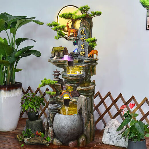 Ihre Sekretärin groß angelegte Landung Rockery Fließende Wasserbrunnen Ornamente eröffnen Geschenk Wohnzimmer Reichtum Feng Shui Wheel Hochbergzirkulation Wasserdekoration 9923 Kleine Trompetenhöhe 108 cm