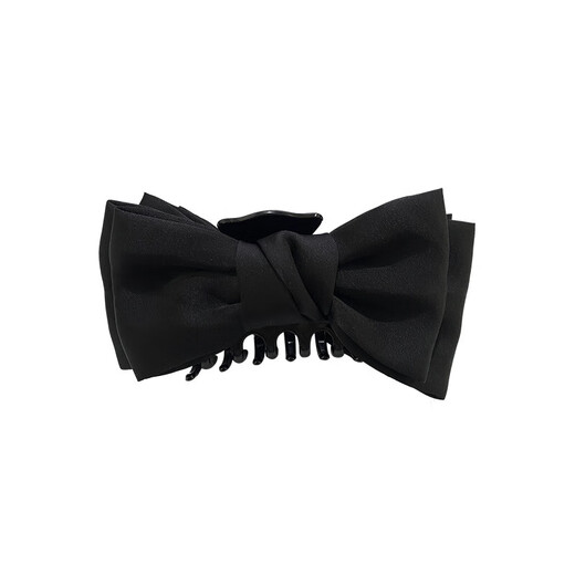 Black double-sided bow hair clip 2024 new large hair clip back of the head high-end hair shark clip hair accessory black bow hair clip