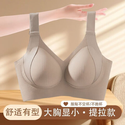 维多利亚的格调胸罩女提拉聚拢女士内衣收副乳调整型吊带一体固定杯美背薄款 【两件装】咖色+肤色 XL 码【120-140斤】