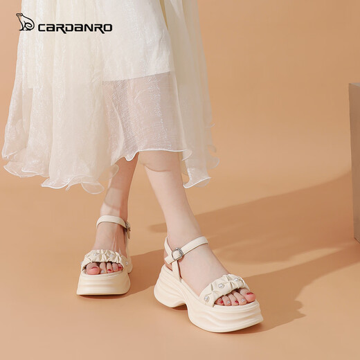 Cardan Road Dick-Soled-Sandalen für Frauen 2025 Neue Sommer im Freien mit High-Top-Französisch Dicke Ferse Strandsandalen für Frauen tragen