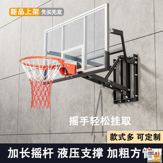 嘉廷墙上壁挂式家用儿童篮板篮球投篮框户外电动升降室内篮升级升级款 手推升降PC篮板实心圈弹簧12185
