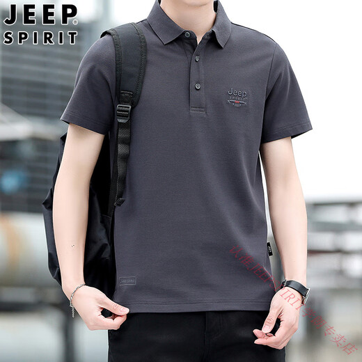 JEEP SPIRIT2025吉普新款短袖t恤男夏季宽松商务休闲翻领POLO衫大码半袖凉感 军绿色7027 M