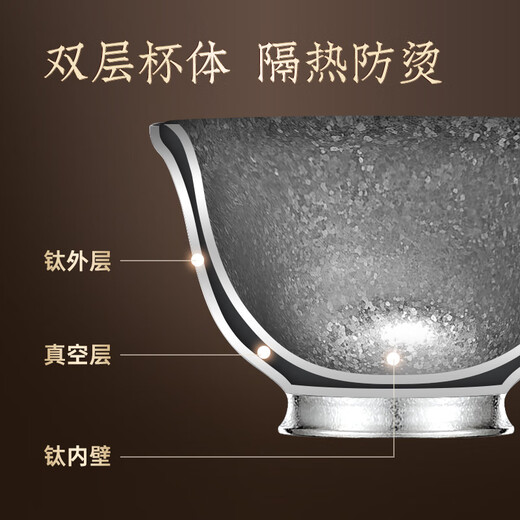 KAMJOVE pure titanium double-layer anti-scald small tea cup master tea cup tea cup kung fu tea cup household T-22F