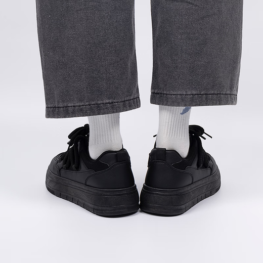 Global black board shoes for women 2025 new summer mesh breathable thick sole women's shoes hot versatile light casual black shoes