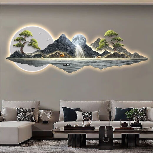 Shinniao coule de l'eau et fait de l'argent peintures paysagères nouvelles de style chinois décoration peintures canapé fond mur suspendu peintures de thé atmosphérique décoration murale 13548 240 * 80