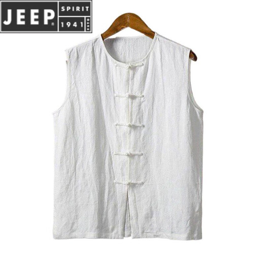Jeep Spirit Sommer dünne ärmellose Weste für Männer losen Retro -Stil Baumwollwäsche Weste Mana Jacke Chinesische Stil Leinenweste hellgrau Hohlstil - Version 5xl 175-190jin [Jin entspricht 0,5 kg]