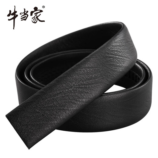 牛当家（cattlesboss）618大促无头皮带不带头自动扣皮带条牛皮裤条头层牛皮男士腰带男6 黑色DS7027 105cm