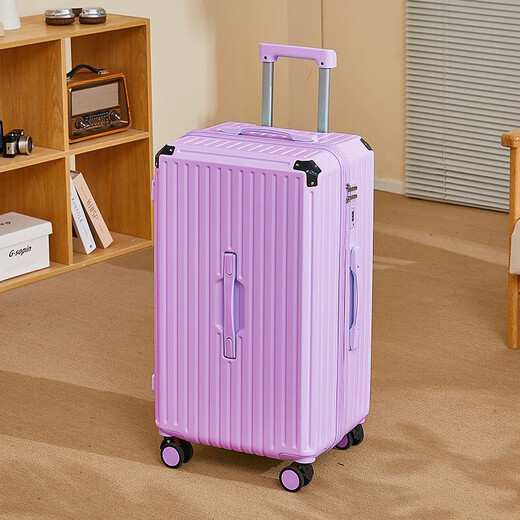 
Five-wheeled suitcase 26-inch large-capacity, angle-packing multi-functional suitcase 24-inch trolley case password box 826-pink (high configuration, large-capacity thickened model) 30-inch [five-wheel + cup holder + usb interface]