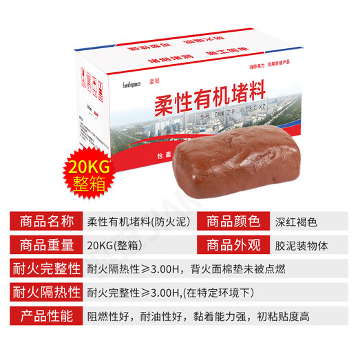 JIANGUAN 20KG organic fireproof mud sealing leakage 20kg air conditioning hole sealing high temperature resistant power bridge cable flame retardant material