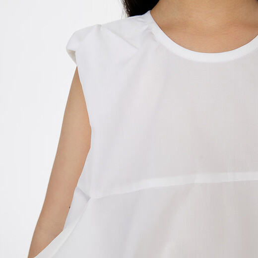 Jnby by JNBY Jiangnan Buyi children's sleeveless shirt H-shaped loose cotton poplin pullover summer girls and children 1P6210840 101/bleached 100 cm