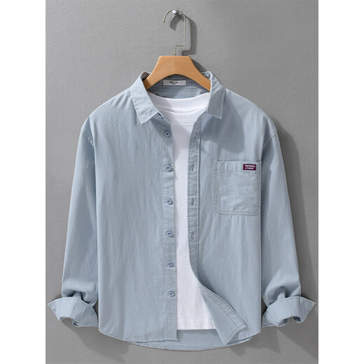 
Playboy 2025 Spring and Autumn New Cotton Shirt Men's Long Sleeve Casual Shirt Men's Handsome Versatile Trendy Top Men's Clothing 10522/9902 Bean Green XL
