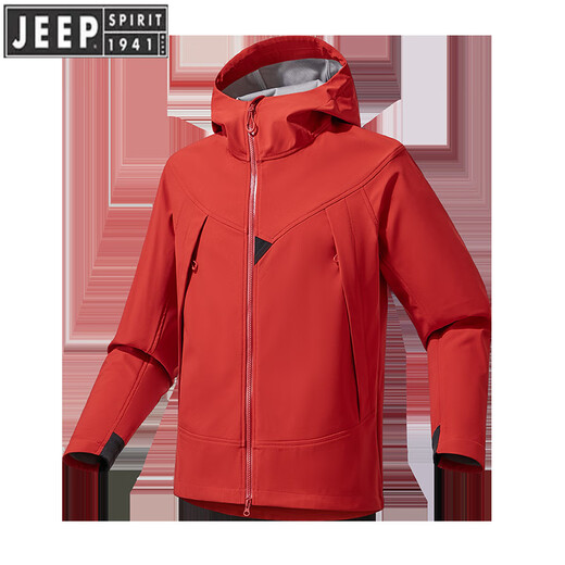 JEEP SPIRIT吉普户外冲锋衣男软壳防水登山徒步运动保暖夹克女单层防风外套 男女通码麦穗黄 2XL