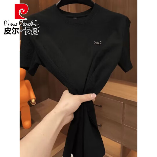 皮尔卡丹2025新款夏季冰丝肌理感绣标圆领男士短袖时尚半袖百搭轻奢T恤男 夏季6628白色 M 80-105斤