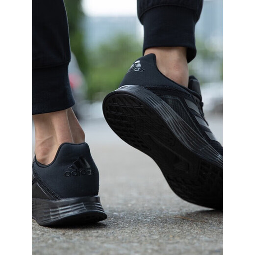 Adidas men's and women's shoes for summer new breathable sports shoes lightweight wear-resistant couple's shock-cushioned black warrior running shoes JQ9717 counter genuine 36