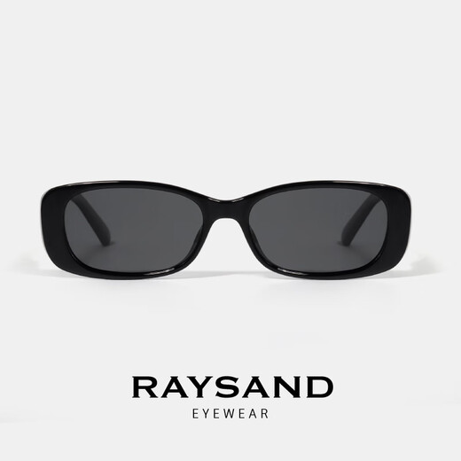 RAYSAND欧美复古小框猫眼墨镜男女UNREALUV400偏光太阳镜 黑色【UV400偏光防眩光】