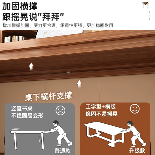 Library desk long workbench solid wood home de-living room double desk student reading study table walnut color 180*80*75cm