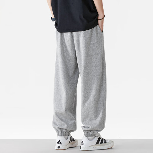 NASA GISS casual pants men's loose sports wide-leg leggings versatile solid color pants men's trousers gray regular L