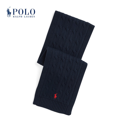 Polo Ralph Lauren Boys and Girls 25th Autumn Cable Knitted Scarf RL43466 410-Dark Blue L/XL