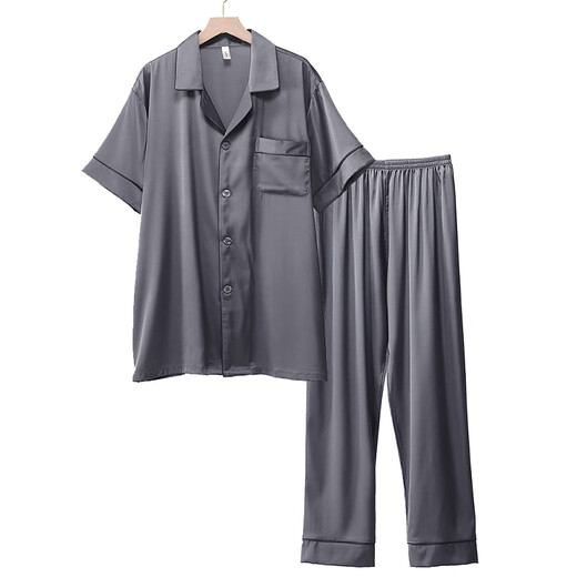 Yalu Pajamas Men's 2025 Nuevos pantalones de manga corta Summer seda de verano delgada de verano delgada de verano 3899 Pine Green L Peso (100 Jin [Jin equivale a 0.5 kg] a 130 Jin [Jin equivale a 0.5 kg])