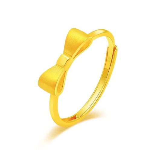 BMOI Old Phoenix 999 Gold Pure Gold Ring Women's Bow 5G Ring Opening Adjustable Ring Gift Butterfly 0.23g Same Style Same Style