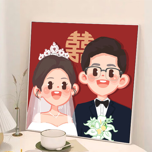 Shantou lincun regalo de boda de boda personalizado para el óleo de bricolaje de bricolaje de bricolaje de color de boda pintadas a mano Pintura decorativa acrílica QX11153 20*20cm Marco interno de madera maciza de espesor_highlight Pigment+
