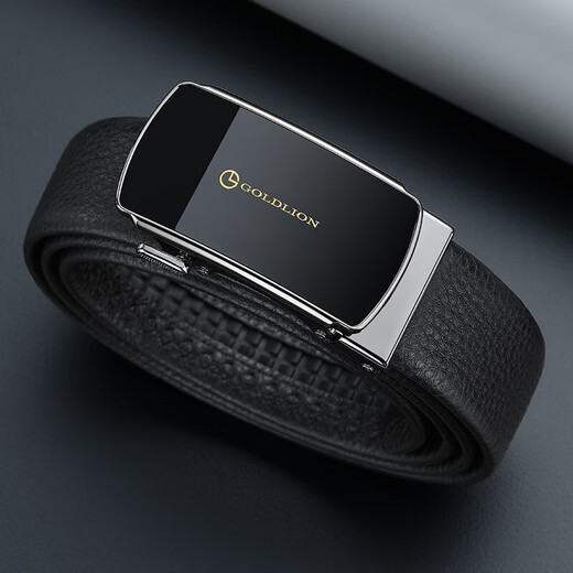 Goldlion Belt Men's Automatic Buckle First-layer Cowhide Belt Gift Box Business Fashion Trouser Belt Birthday Gift for Dad