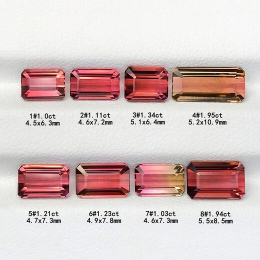 Blue and peaceful Brazilian square powder blue tourmaline emerald cut cherry blossom pink faceted bare stone inlaid with 18K gold ring pendant for women 8 1 carat 1#