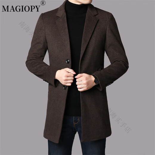Magiopy Light Luxury High-End Trait Jacket for Men 2025 Spring New informal de dos botones Caqueta de lana a mitad de longitud 180 XL