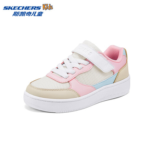 Skechers new girls' shoes, fashionable casual sneakers, Velcro, trendy colors, light and breathable, white/multi-color/WMLT 28.5