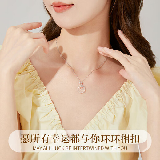 ALLOVE safe buckle sterling silver necklace for women Sansheng apricot pendant jewelry girls birthday gift for girlfriend and wife female model