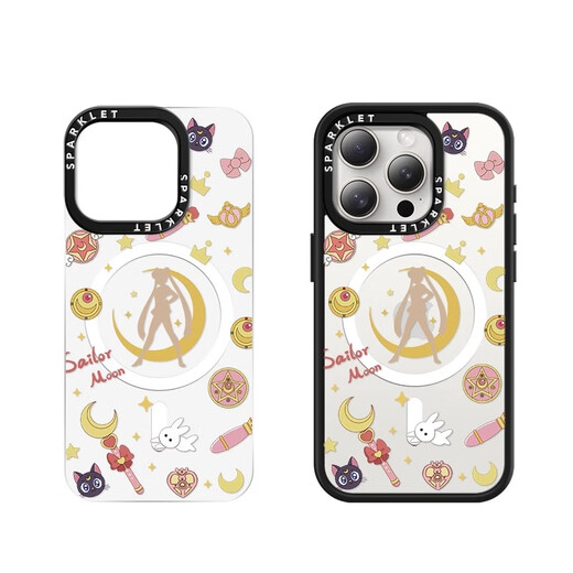 Красивый десять центов (MSMF) Sailor Moon Apple Магнитный телефон Cailor Month Cartoon Girl Heart Heart High Send Sense Magsafe Беспроводная зарядка, применимая к делу женского силиконового антидороженного защитника [магнитный акрил] Sailor Moon-Bg983g iPhone16promax