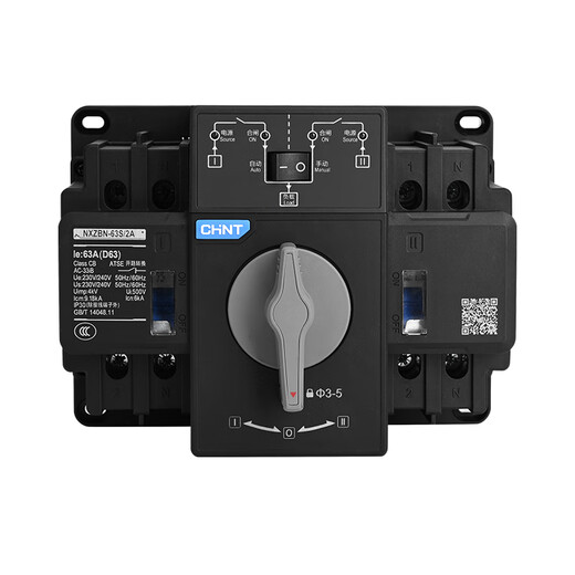 Chint (CHNT) dual power automatic transfer switch NXZBN series PC level manual switching overload protection NXZBN-63S/2A-D63