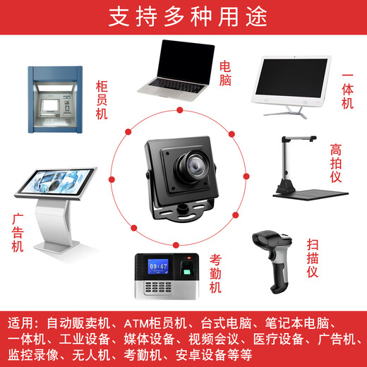 Face recognition 12 million 4K Android UVC1080P wide-angle distortion-free module mid-red USB HD industrial camera 4K-2.8MM distortion-free lens module