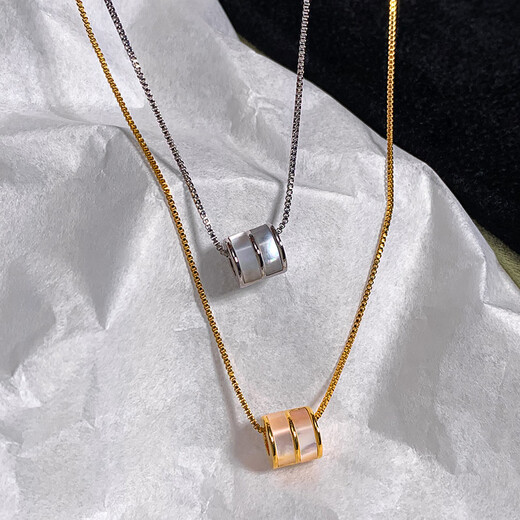 YIBIY Passepartout White Pendant Small Waist Necklace Women's 2025 New Light Luxury Niche Necklace Clavicle Chain Silver Passepartout Necklace/Piece Full Length About 42+5