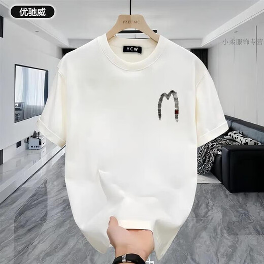 曦牧遥凯登鹿锋界服饰夏季百搭新款创意印花圆领短袖上衣T恤ins 白色AB1699前后-M网点####__ S _(建议_90-110)####__