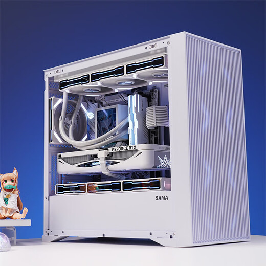 SAMA Capibara M1 PLUS weißes Computer-Matrix-Kühlgehäuse, großer Lufteinlass auf der Vorderseite/bis zu 12 Lüfterpositionen/360 Wasserkühlungspositionen/reservierte Typ-C-Löcher