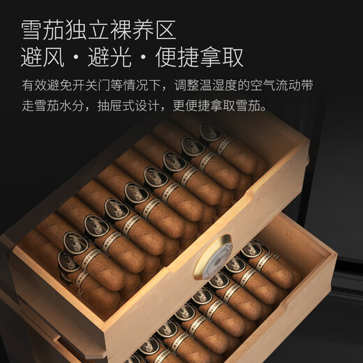 Vinocave cigar cabinet small thermostatic cabinet precise temperature control moisturizing ammonia removal energy-saving air-cooled home office countertop cigar curing cabinet Vmini 200 pieces