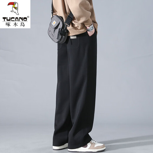 Woodpecker (Tucano) American Casual Hosen für Herrenherbst- und Wintermodemarke High Street Wide-Bein-Sporthosen für Männer losen gerade große Größe der Schwergewicht 10921-Hk9209 Navy Blue Regulal M etwa 90 ~ 115 Jin [Jin gleich 0,5 kg] kann getragen werden können