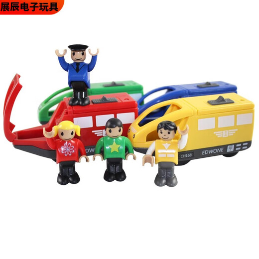 Pupan Train électrique télécommandé magnétique Chariot en bois Rail Mas Train Tête de traction Jouet pour enfants Train électrique magnétique vert Compatible avec divers rails en bois Configuration standard