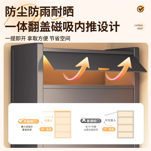 Kashiman balcony storage cabinet outdoor steel bathroom living room sundry integrated wall storage locker multi-layer sun protection gray full carbon steel storage cabinet platform QC certification 5 doors length 100* width 42* height 183cm