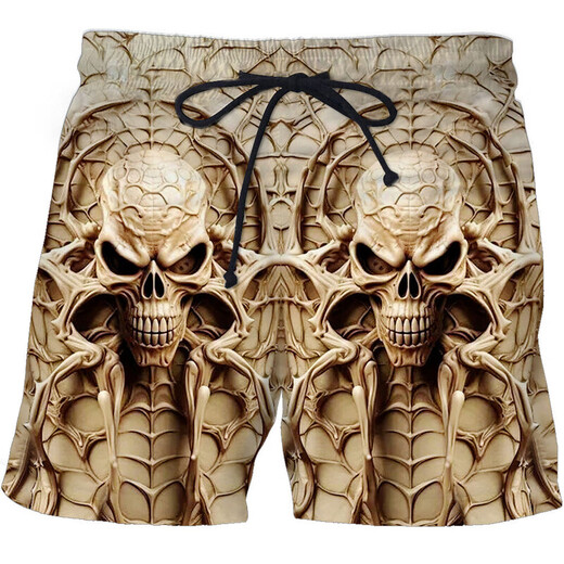 2024 summer casual shorts, personalized trendy skull 3D digital print, men's casual shorts STK1381 XS 75-80Jin[Jin equals 0.5 kg]