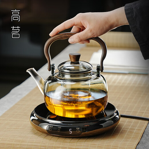 Gaoming high temperature resistant tea kettle for home use ultra-thin electric ceramic stove for tea drinking special thickened handle kettle new glass tea set anti-scald handle kettle + ultra-thin electric ceramic stove 1000ml