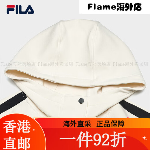 
FILA FILA official women's knitted hooded jacket 2025 spring new fashion casual simple ice cream white-IV XS all size
