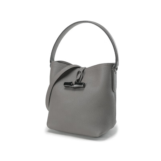 Longchamp Roseau Essential17 Botón de bambú Botón de vaca Bolsa Bolsa de un solo hombro Mini paquete básico de gris para mujeres (bolsa + bolsa de polvo)