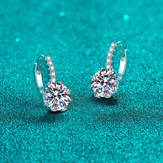 Century-old Fenxiang PT950 platinum moissanite earrings for women, simple and elegant six-claw earrings, earrings, earrings for girls, 2 carat pair