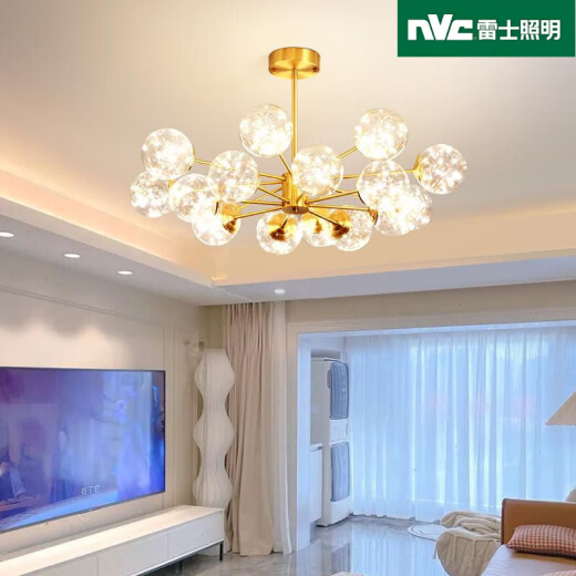 雷士（NVC）2025新款客厅吊灯满天星餐厅灯卧室灯全铜北欧轻奢大气客厅主灯J3 升级护眼光源-Ra9712头92cm-三