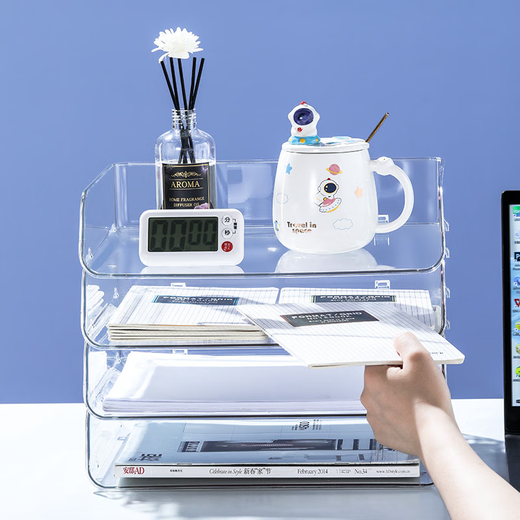 Sanqihu Desktop Storage Box Transparent Acrylbox kann mit Küchensnack -Lagerkorb Kosmetikmaske 4877 gestapelt werden.