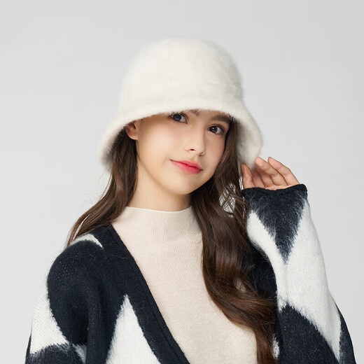 Kenmont one-piece woven fisherman hat for women with large head circumference, temperament, ear protection, dome furry basin hat, small face, km-5295