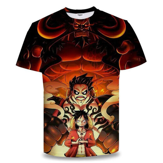 Jian Fei One Piece Kurzarm Sommer ein Stück Zoro Anime T-Shirt Primary- und Sekundarschüler und Teenager im 3D-Drucktrend Burning Ace TXU1480 S geeignet für Gewicht 80-90 Jin [Jin gleich 0,5 kg]