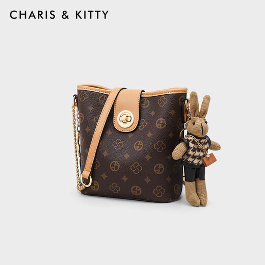 CharisKitty小c&k包包女款2025年新款通勤水桶包单肩斜挎女包生日圣诞节礼物 CK女包-咖色【送女友老婆女生礼物走心】